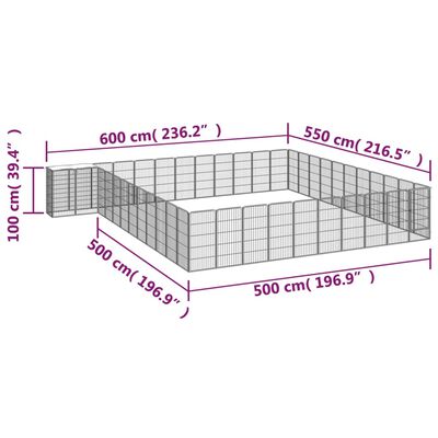 vidaXL 46-Panel Dog Playpen Black 50x100 cm Powder-coated Steel