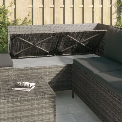 vidaXL 4 Piece Garden Lounge Set with Cushions Grey Poly Rattan