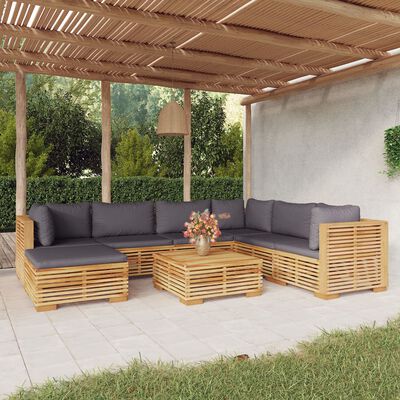 vidaXL 8 Piece Garden Lounge Set with Cushions Solid Teak Wood