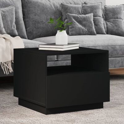 vidaXL Coffee Table with LED Lights Black 50x49x40 cm