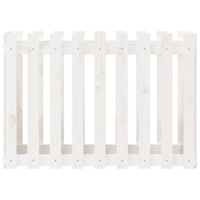 vidaXL Garden Raised Bed with Fence Design White 100x50x70 cm Solid Wood Pine