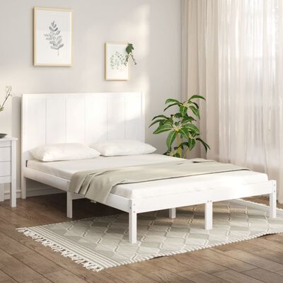 vidaXL Bed Frame White Solid Wood Pine 135x190 cm Double