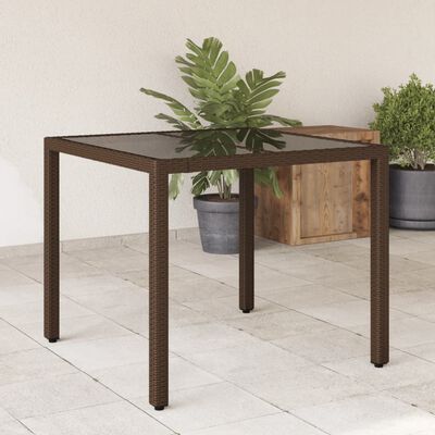 vidaXL Garden Table Brown 90x90x75 cm Poly Rattan