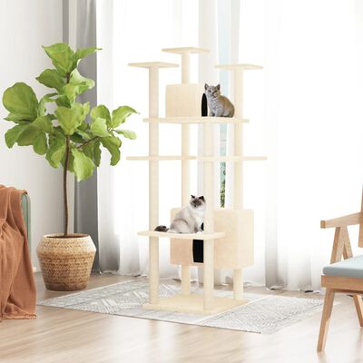 vidaXL Cat Tree with Sisal Scratching Posts Cream 162 cm