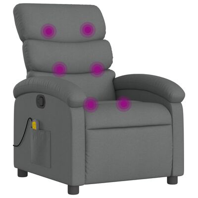 vidaXL Massage Recliner Chair Dark Grey Fabric