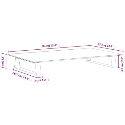 vidaXL Monitor Stand White 60x35x8 cm Tempered Glass and Metal