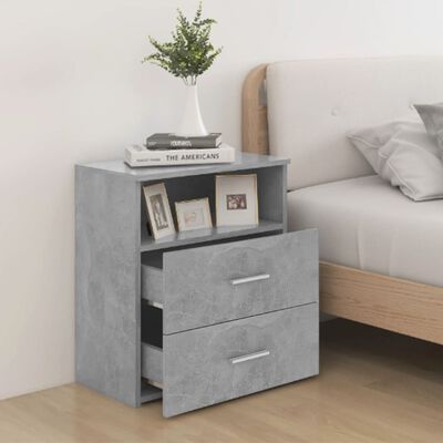 vidaXL Bed Cabinets 2 pcs Concrete Grey 50x32x60cm