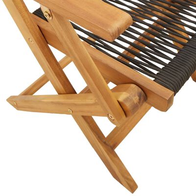 vidaXL Garden Chairs 2 pcs Black Solid Wood Acacia and Polypropylene