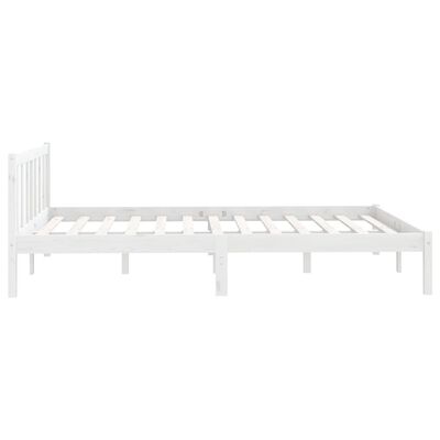 vidaXL Bed Frame without Mattress White Solid Wood Double