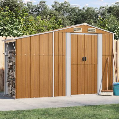 vidaXL Garden Shed Brown 277x93x179 cm Galvanised Steel