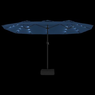 vidaXL Double-Head Garden Parasol with LEDs Azure Blue 449x245 cm