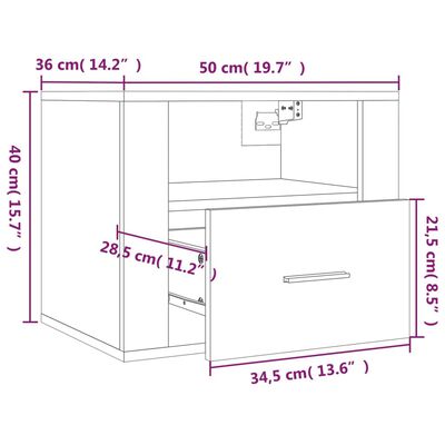 vidaXL Wall-mounted Bedside Cabinets 2 pcs Sonoma Oak 50x36x40 cm