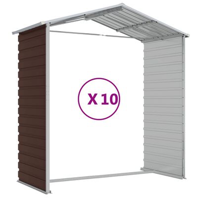 vidaXL Garden Shed Brown 191x895x198 cm Galvanised Steel