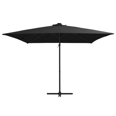 vidaXL Cantilever Garden Parasol with LED lights and Steel Pole 250x250 cm Black