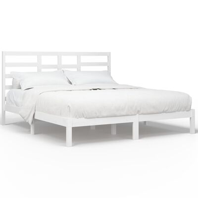 vidaXL Bed Frame without Mattress White Solid Wood 180x200 cm Super King