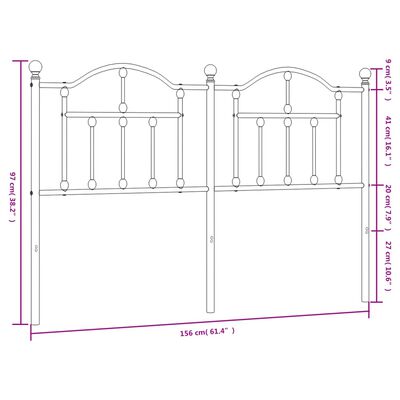 vidaXL Metal Headboard Black 150 cm