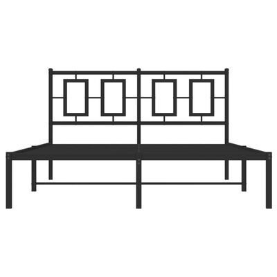 vidaXL Metal Bed Frame without Mattress with Headboard Black 135x190cm