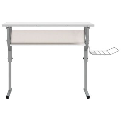 vidaXL Craft Desk White&Grey 110x53x(58-87) cm Engineered Wood&Steel