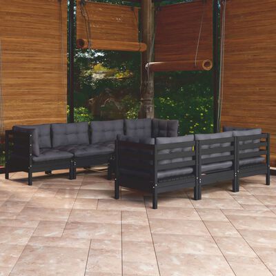 vidaXL 8 Piece Garden Lounge Set with Cushions Solid Pinewood