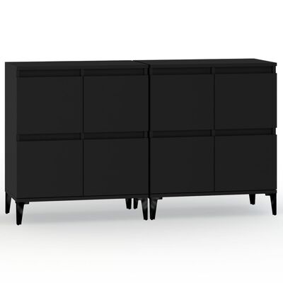 vidaXL Sideboards 2 pcs Black 60x35x70 cm Engineered Wood