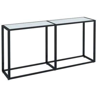 vidaXL Console Table White Marble 160x35x75.5cm Tempered Glass