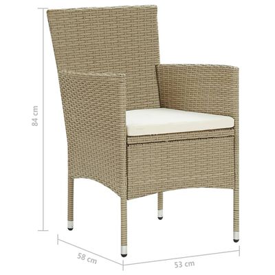 vidaXL 3 Piece Garden Dining Set Beige