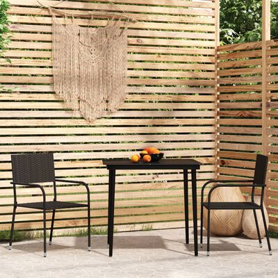 vidaXL 3 Piece Garden Dining Set Black