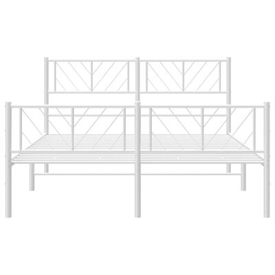 vidaXL Metal Bed Frame without Mattress with Footboard White 150x200 cm King Size