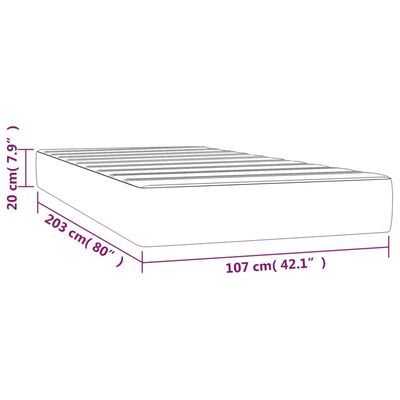 vidaXL Pocket Spring Bed Mattress Dark Grey 107x203x20 cm King Single Velvet