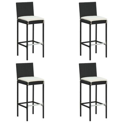 vidaXL 5 Piece Outdoor Bar Set with Cushions Poly Rattan Black