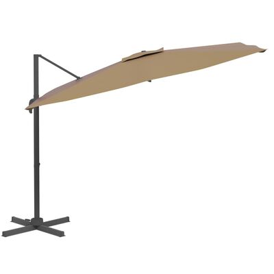 vidaXL LED Cantilever Garden Parasol Taupe 400x300 cm