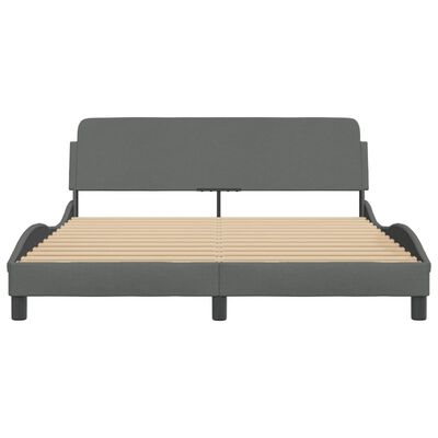 vidaXL Bed Frame without Mattress Dark Grey 152x203 cm Queen Fabric