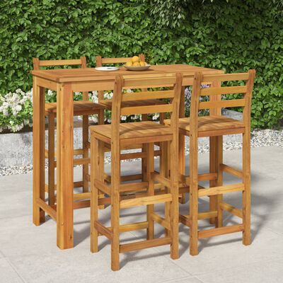 vidaXL 5 Piece Garden Bar Set Solid Wood Acacia