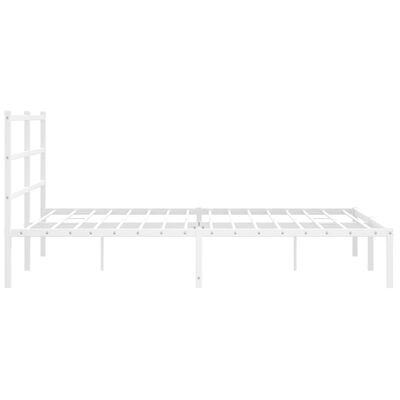 vidaXL Metal Bed Frame without Mattress with Headboard White 150x200 cm King Size