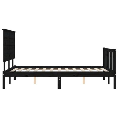 vidaXL Bed Frame without Mattress Black Super King Size Solid Wood Pine