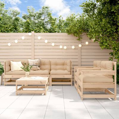 vidaXL 6 Piece Garden Lounge Set with Cushions Solid Wood