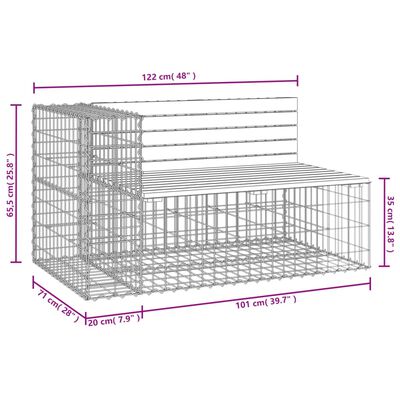 vidaXL Garden Bench Gabion Design 122x71x65.5 cm Impregnated Wood Pine