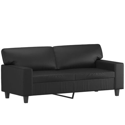 vidaXL 2-Seater Sofa with Throw Pillows Black 140 cm Faux Leather