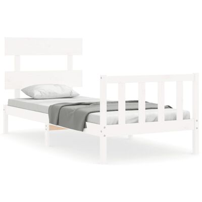 vidaXL Bed Frame without Mattress White Single Solid Wood Pine