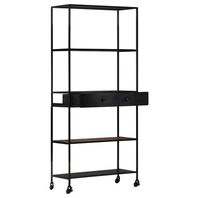 vidaXL Book Cabinet 80x35x180 cm Rough Mango Wood & Iron