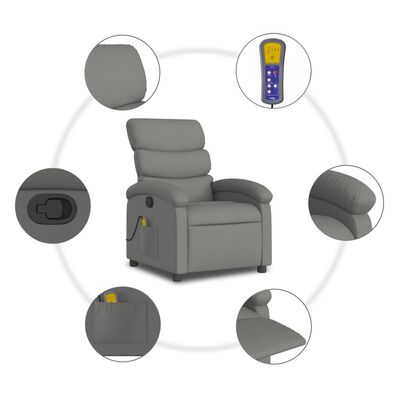 vidaXL Massage Recliner Chair Dark Grey Fabric