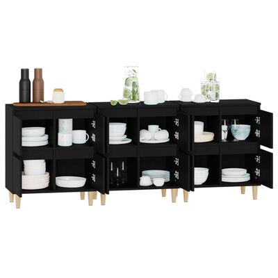 vidaXL Sideboards 3 pcs Black 60x35x70 cm Engineered Wood