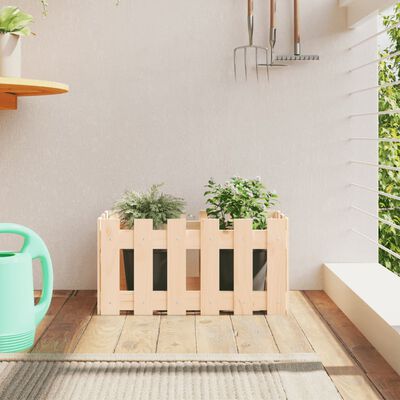 vidaXL Garden Planter with Fence Design 60x30x30 cm Solid Wood Pine