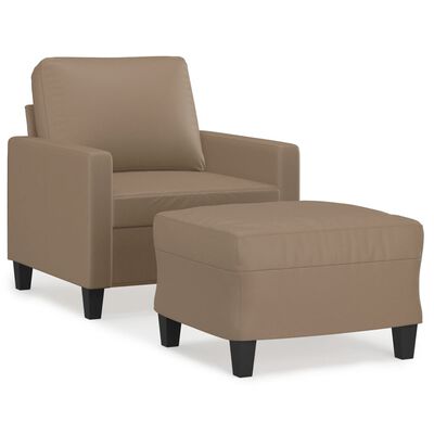 vidaXL Sofa Chair with Footstool Cappuccino 60 cm Faux Leather