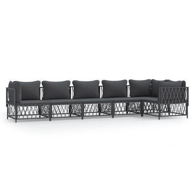 vidaXL 6 Piece Garden Lounge Set with Cushions Anthracite Steel