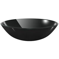 vidaXL Basin Tempered Glass 42 cm Black