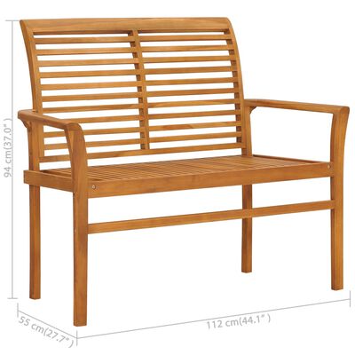 vidaXL Garden Bench with Taupe Cushion 112 cm Solid Teak Wood