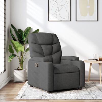 vidaXL Recliner Chair Dark Grey Fabric