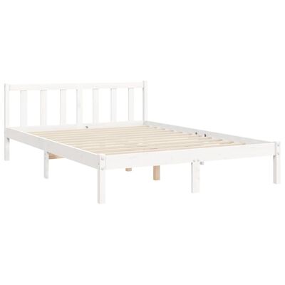 vidaXL Bed Frame with Headboard White Double Solid Wood