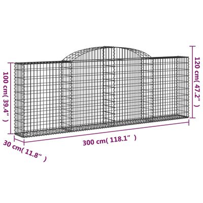 vidaXL Arched Gabion Baskets 10 pcs 300x30x100/120 cm Galvanised Iron